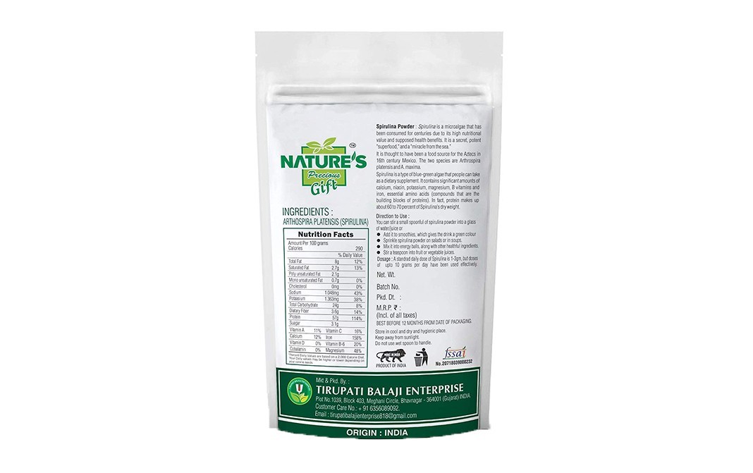 Nature's Gift Spirulina Powder    Pack  1 kilogram